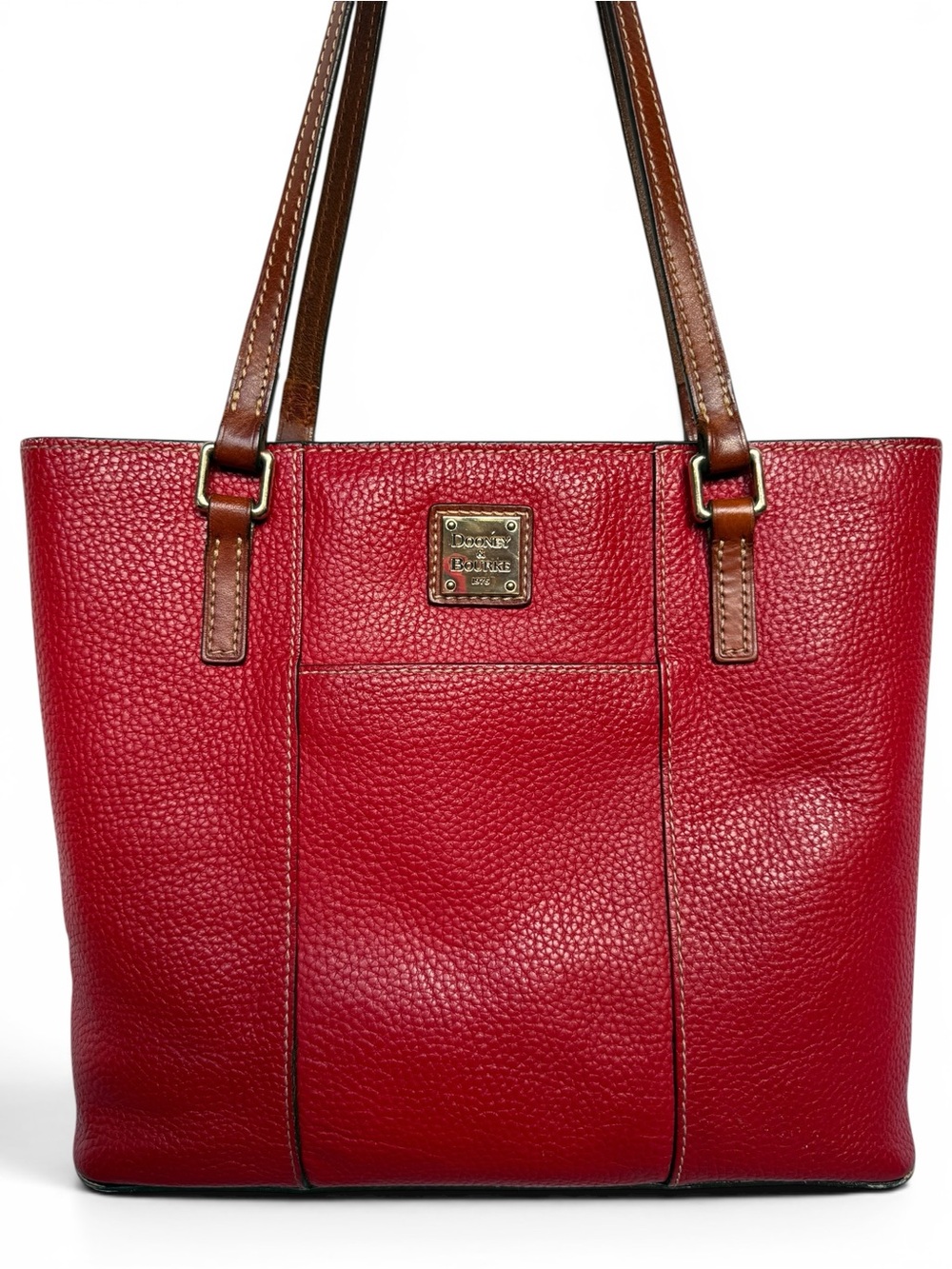 Vintage Dooney & Bourke Red Pebbled Leather Tote Shoulder Bag